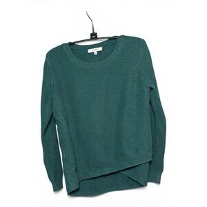 Madewell Teal Green Bubble Knit Sweater M — Crossover Hi-Lo Textured Cotton